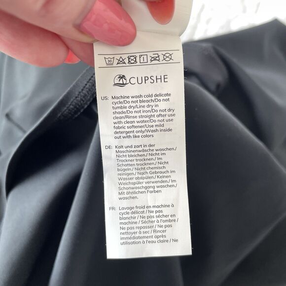 NWT Cupshe One Shoulder Mesh Cutout Womens Black One Piece Swimsuit Size XL - Picture 8 of 8